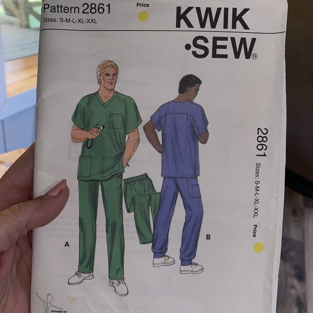 UNCUT Kwik Sew 2861 Men’s Medical Scrubs S M L XL XXL Top & Pants Pattern